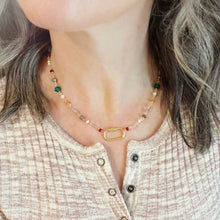 Load image into Gallery viewer, Carabiner and gems optional charm necklace