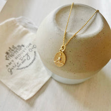 Load image into Gallery viewer, Meditation Silhouette shield pendant necklace