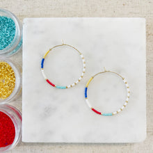 Load image into Gallery viewer, Saltwater+Sunset weightless glass gold filled miyuki beaded hoops