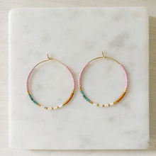 Load image into Gallery viewer, Calypso color block beaded miyuki glass hoops