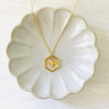 Load image into Gallery viewer, Sweet Harmony bee and honeycomb pendant necklace