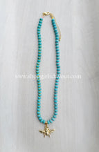 Load image into Gallery viewer, Vivian // turquoise bee pendant // rondelle gemstone necklace