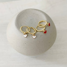 Load image into Gallery viewer, Love is all Around latch hoop heart huggies