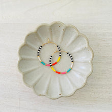 Load image into Gallery viewer, California Dreamin weightless round or pentagon glass bead hoops