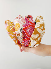 Load image into Gallery viewer, Maeve Mushroom Moths Golden top knot headband