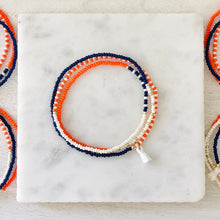 Load image into Gallery viewer, Triple Wrap Cavaliers czech glass wrap stretch bracelet