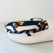 Load image into Gallery viewer, Dog Park Dachshund top knot headband