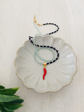 Load image into Gallery viewer, Napoli // red Italian horn pendant beaded glass and gemstone necklace