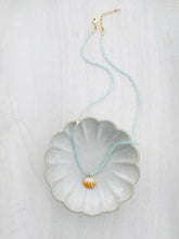 Load image into Gallery viewer, Shelby // seashell pendant & aquamarine gemstone necklace