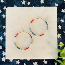 Load image into Gallery viewer, Firecracker Red White and Blue Hoops