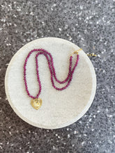 Load image into Gallery viewer, Love you to the Moon raspberry jade heart pendant necklace