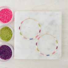 Load image into Gallery viewer, Spring Fling weightless glass gold filled hoops