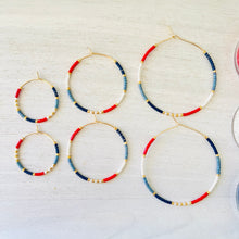 Load image into Gallery viewer, Firecracker Red White and Blue Hoops