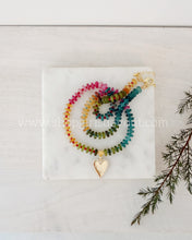 Load image into Gallery viewer, Where Seasons Meet // tourmaline heart pendant // rondelle gemstone necklace