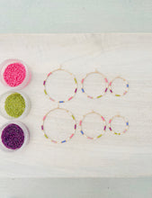 Load image into Gallery viewer, Spring Fling weightless glass gold filled hoops