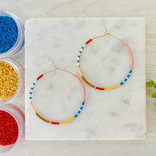 Load image into Gallery viewer, Lake Day weightless round glass bead hoops