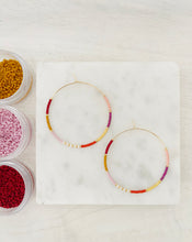 Load image into Gallery viewer, Ember weightless glass gold filled miyuki beaded hoops