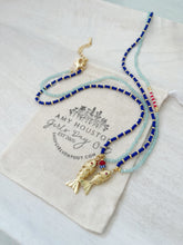 Load image into Gallery viewer, Off The Coast of Italy fish pendant beaded glass and gemstone necklace