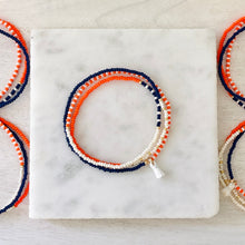 Load image into Gallery viewer, Triple Wrap Cavaliers czech glass wrap stretch bracelet