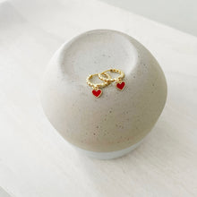 Load image into Gallery viewer, Love is all Around latch hoop heart huggies