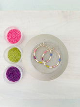 Load image into Gallery viewer, Spring Fling weightless glass gold filled hoops