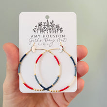 Load image into Gallery viewer, Firecracker Red White and Blue Hoops