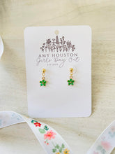 Load image into Gallery viewer, 24k gold post dangles Farmers Market fruits and florals