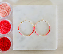 Load image into Gallery viewer, LOVE 365 colorblock glass bead hoops