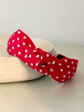 Load image into Gallery viewer, Hearts adorned top knot headband