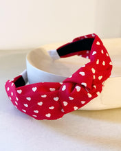 Load image into Gallery viewer, Hearts adorned top knot headband