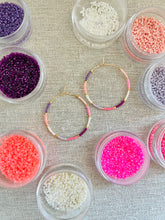 Load image into Gallery viewer, Barbie Girl colorblock glass bead hoops