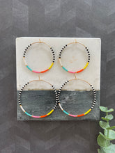 Load image into Gallery viewer, California Dreamin weightless round or pentagon glass bead hoops