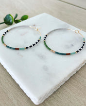 Load image into Gallery viewer, River weightless round glass bead hoops