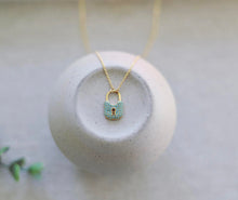 Load image into Gallery viewer, pave turquoise padlock necklace Limited Edition