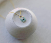 Load image into Gallery viewer, pave turquoise padlock necklace Limited Edition