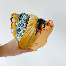 Load image into Gallery viewer, Fiona Floral Perfectly Blue top knot headband