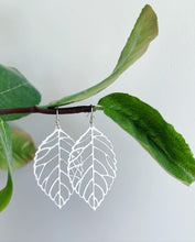 Load image into Gallery viewer, Skeleton leaf dangle earrings