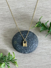 Load image into Gallery viewer, tiny padlock pendant necklace in silver or gold