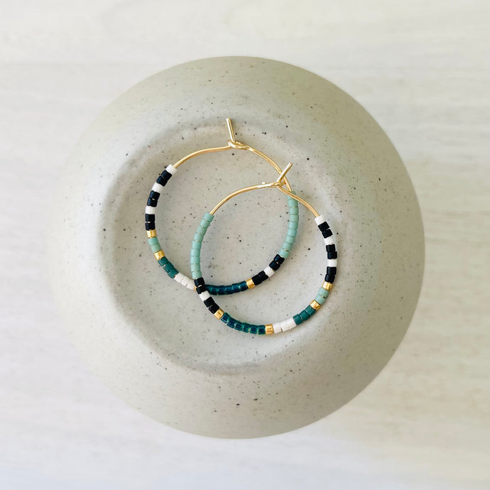 Sea Foam weightless round glass bead hoops