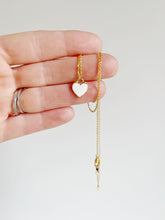 Load image into Gallery viewer, Adore white enamel heart pendant necklace in gold
