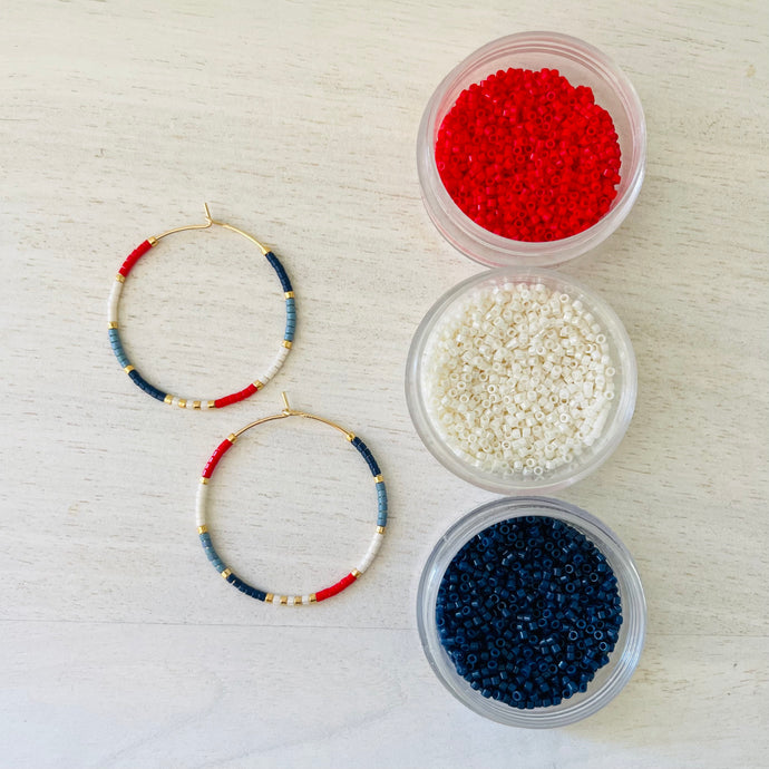 Firecracker Red White and Blue Hoops