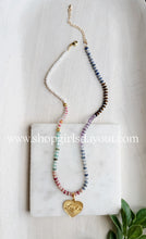 Load image into Gallery viewer, Candy Kisses// gemstone pearl + heart pendant necklace
