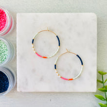 Load image into Gallery viewer, Nantucket weightless round glass bead hoops
