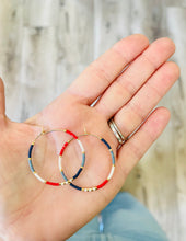 Load image into Gallery viewer, Firecracker Red White and Blue Hoops
