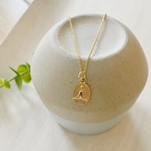 Load image into Gallery viewer, Meditation Silhouette shield pendant necklace

