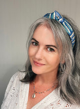 Load image into Gallery viewer, Sardines in blue top knot headband
