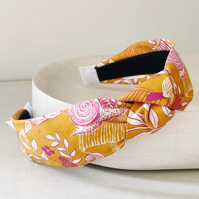 Maeve Mushroom Moths Golden  top knot headband