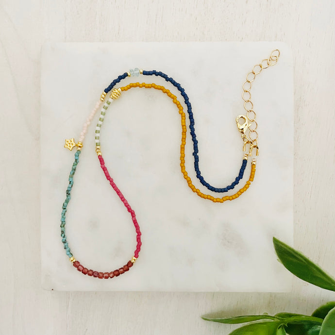 Wild Forage // japanese miyuki bead and gemstone necklace