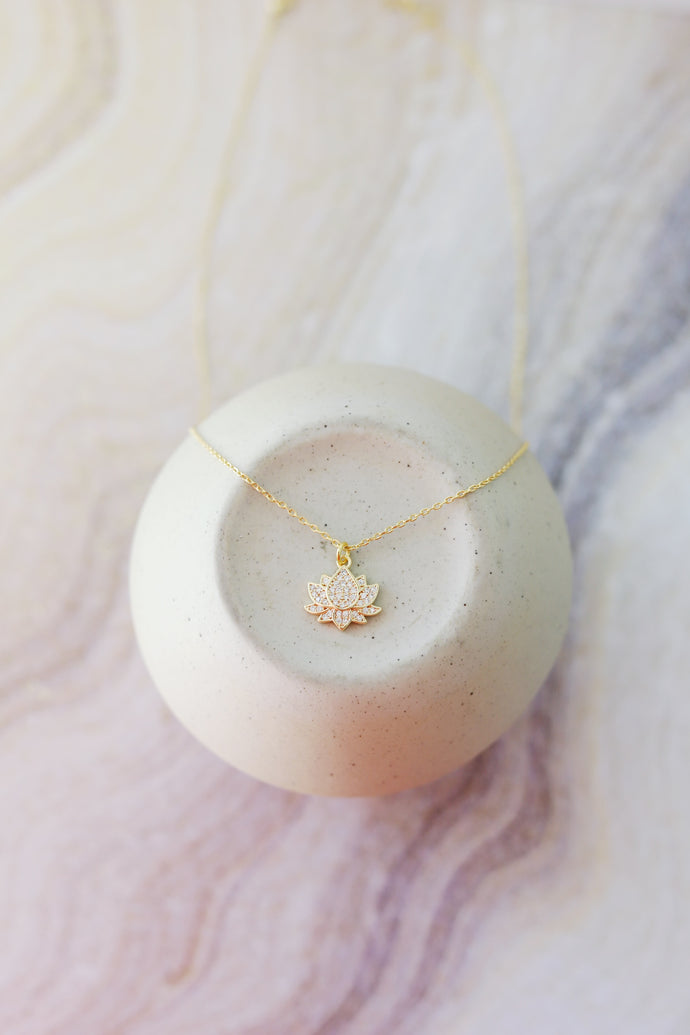 Transform // pave crystal lotus necklace