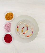 Load image into Gallery viewer, Ember weightless glass gold filled miyuki beaded hoops
